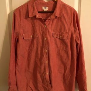 Old Navy chambray shirt long sleeve red XL NWOT